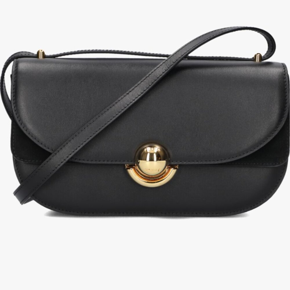 Furla Small Nero Sfera Crossbody / Shoulder Bag in Black. Gold Hardware.